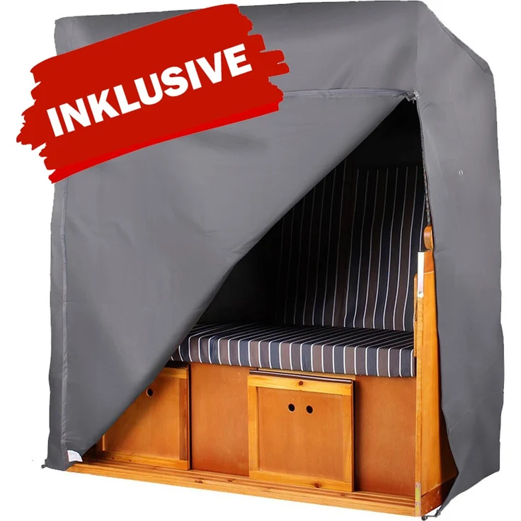 Strandkorb Komplettset - bene living - Schleswig Pinie - PE mokka - Modell 553 – Bild 10
