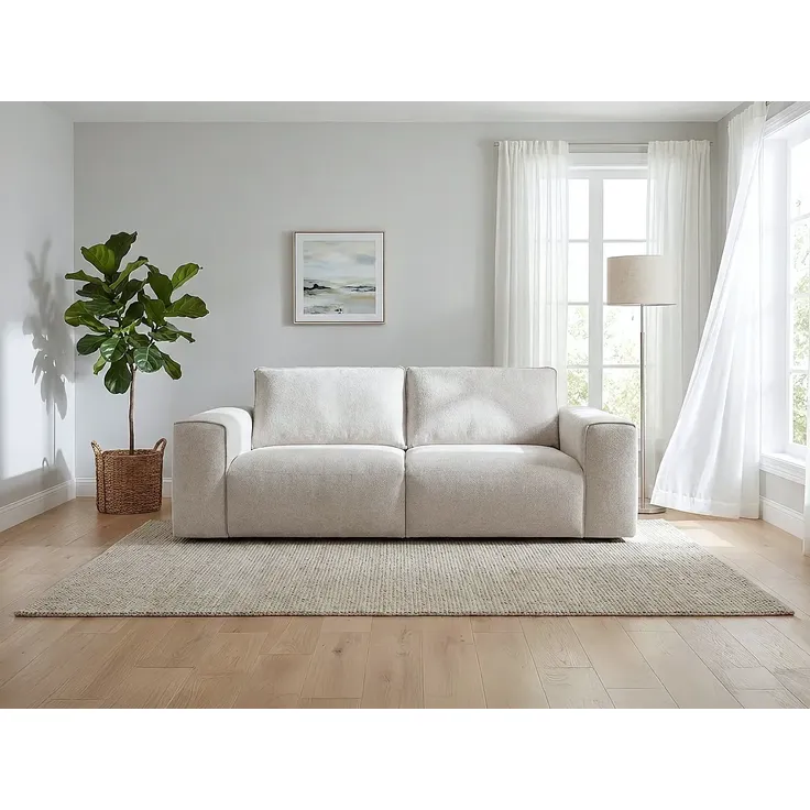 Vente-unique - POGLO Sofa Stoff Beige - B 100 cm x H 80 cm x L 216 cm