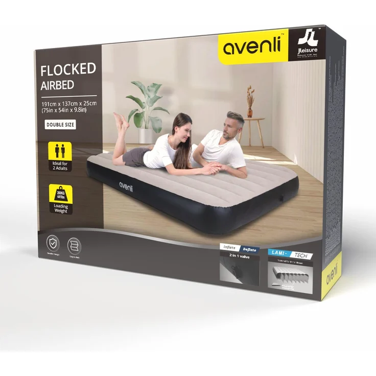 AVENLI Luftmatratze Luftbett 2 Personen Camping Gästebett 191x137x25cm bis 300kg – Bild 7