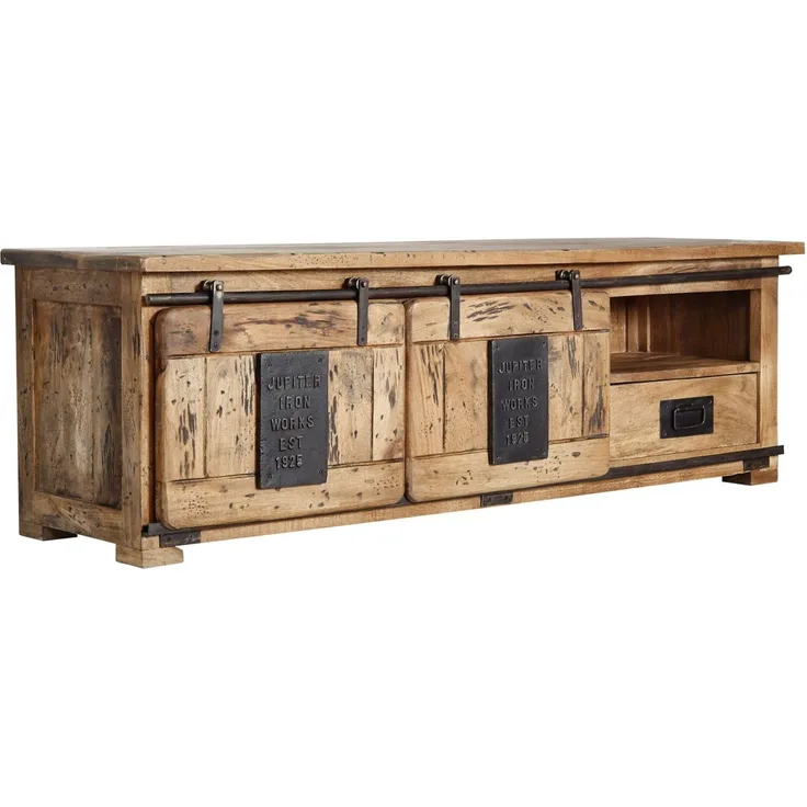 TV-Board Mango 160x45x50 natur lackiert RAILWAY #101