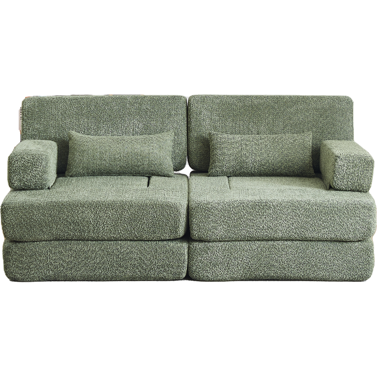 Modulares Schlafsofa aus Chenille, 2-in-1 als Sessel und Gästebett, 182x90x80 cm, Grün – Bild 9