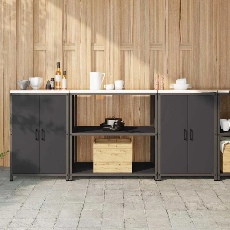 vidaXL Aufbewahrungsset für die Küche HATTEM 3 stk. Schwarz 3392666 – Bild 1