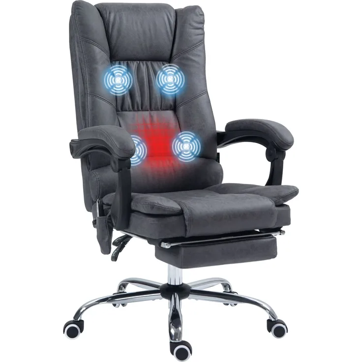 MELAYR, Massagstuhl Bürostuhl mit Massagefunktion, inkl. Fußstütze, höhenverstellbar, 64 cm x 70 cm x 118 cm, Dunkelgrau