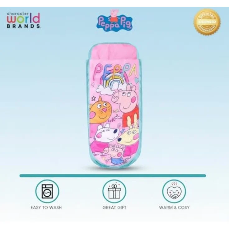 PEPPA PIG Character World and Friends ReadyBed Kids aufblasbares Luftbett und Schlafsack mit Pumpe | Reisematratze für Übernachtungen und Camping oder Zuhause, Rose – Bild 7