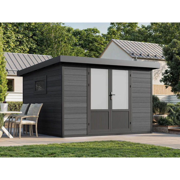 Fjordholz 'Style DeLuxe' Gartenhaus, WPC / Aluminium Anthrazit, 290 x 290 x 222 cm – Bild 2
