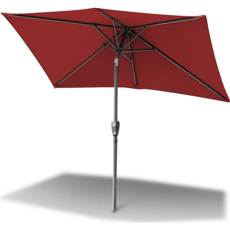 Clanmacy Sonnenschirm Rechteckig Balkonschirm 210x140 cm Sonnenschutz mit kurbel Rot, LxB: 210x140 cm, Stabiler knickbar/für Garten, Balkon, Terasse/Sonnenschutz – Bild 1