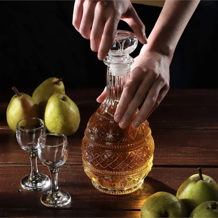KADAX 6x Whisky-Alkohol-Dekanter Kristall 1L Glasflasche mit Korken – Bild 6