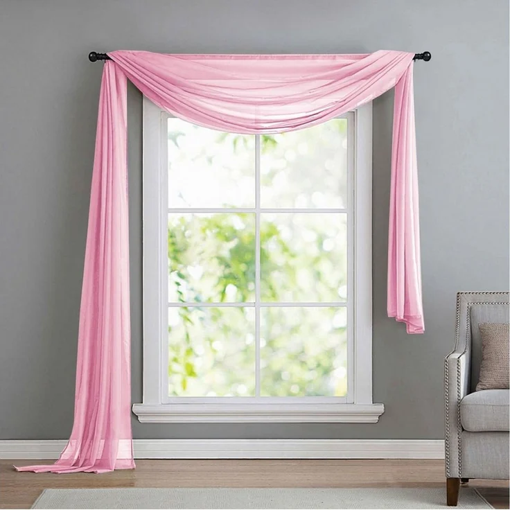 Gardinenbox Freihanddeko (1 St), ohne, transparent, Voile, Uni Volant Transparent Polyester 600cm 140cm