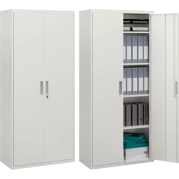 MELAYR, Aktenschrank, Büroschrank, 5 Regale, Metall, 80B x 40T x 180H cm, Weiß, 80 x 40 x 180 cm – Bild 1