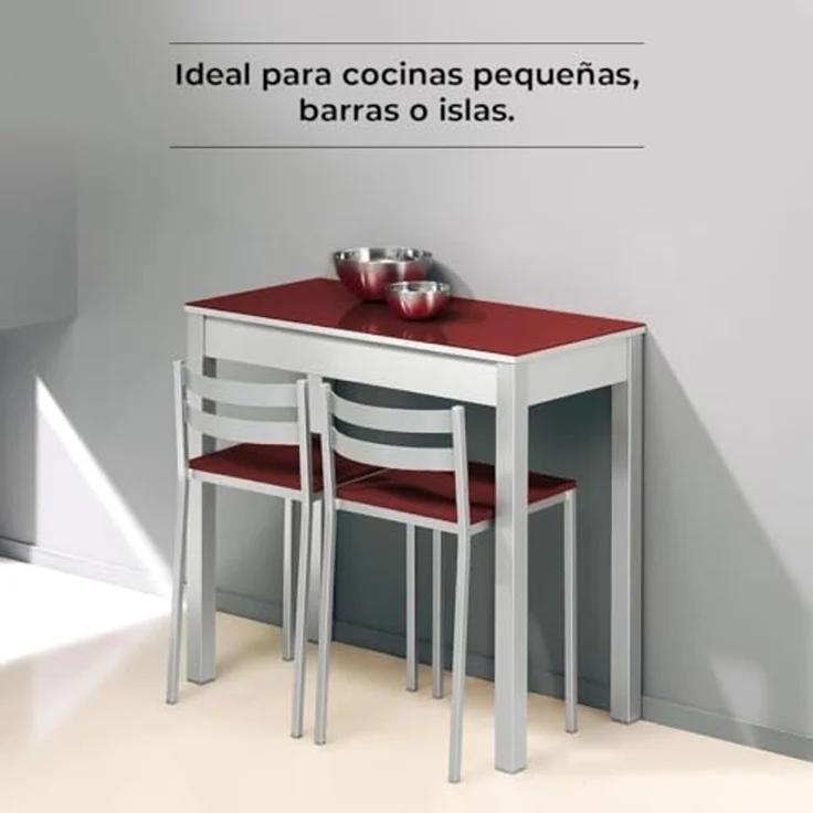 ASTIMESA 2 Küchenhocker mit niedriger Rückenlehne, horizontalen Streifen und gepolstertem Sitz, Aluminiumgestell, Sitzfläche aus Kunstleder, Bordeauxrot – Bild 4