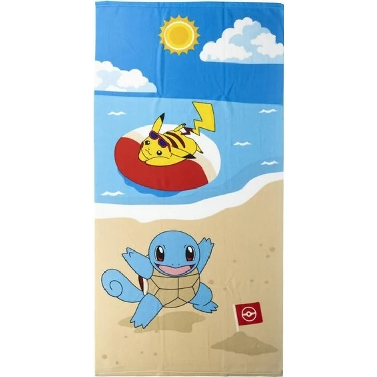 Strandtuch Kinder Jungen Pokemon Pikachu und Shiggy Badetuch 70x140 cm Urlaub Must Haves – Bild 4