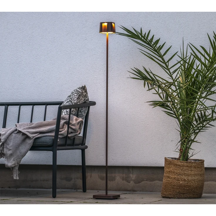 SET Akku Stehlampe 120cm & Tischleuchte 36cm für Outdoor kabellos Rostoptik – Bild 7
