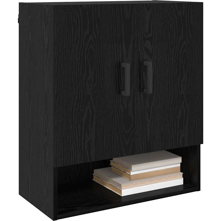 vidaXL Wandschrank Schwarz Eichen-Optik 60 x 31 x 70 cm Holzwerkstoff 879542 – Bild 2