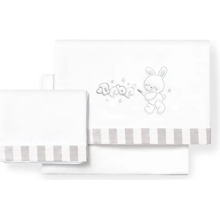 Bettwäsche-Set für Kinderbett, Weiß und Grau