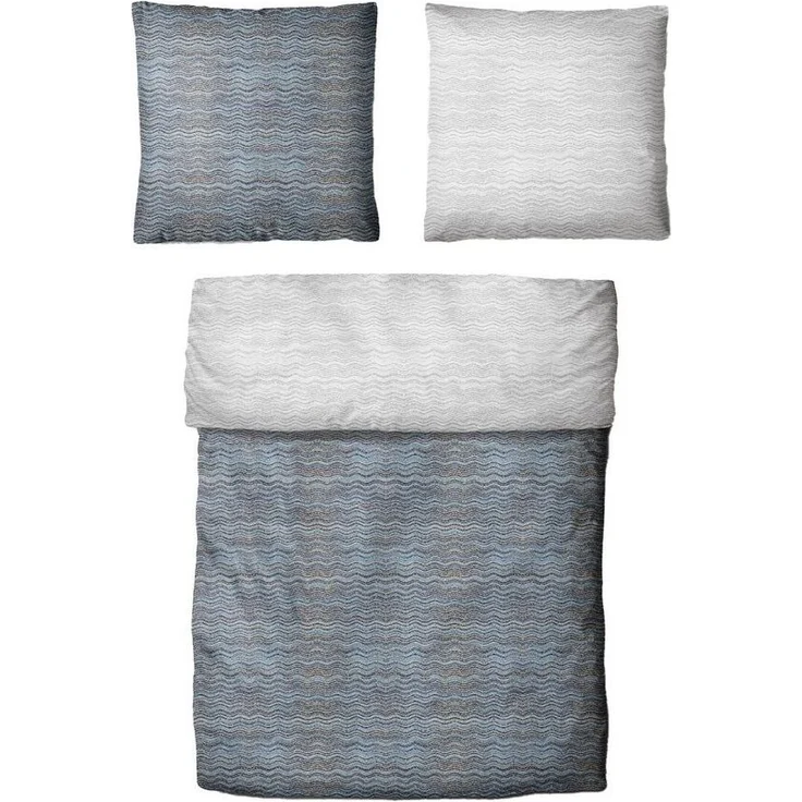 Traumschloss Bettwäsche Classic Microfaser, Flanell, 2 teilig, Wellen, gestreift, blau – Bild 5