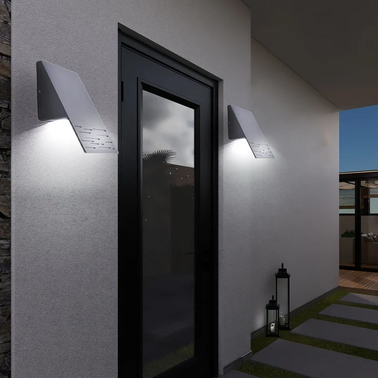 LED Wandleuchte, Downstrahler, Aluminium dunkelgrau, H 20 cm – Bild 6