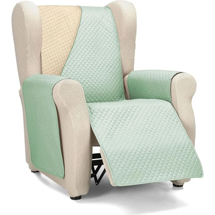 ECOMMERC3 Sesselbezug für 1-Sitzer-Sessel, vollständige Passform, Bezug für 1-Sitzer-Sessel und Relaxsessel, Beige/Aquamarin