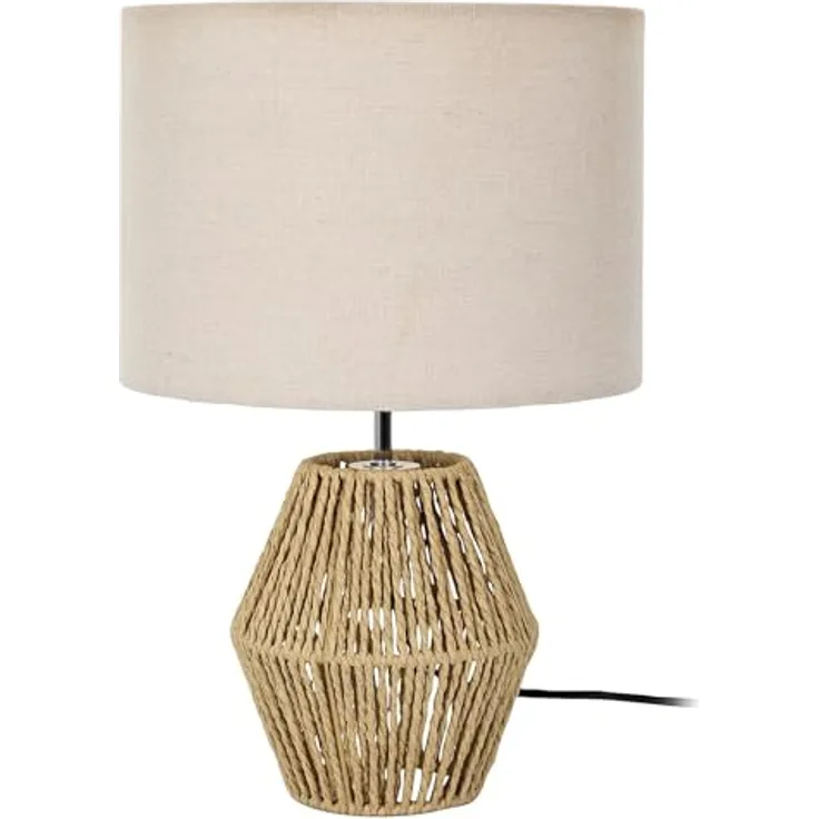 HOME DECO FACTORY, LA0111, Tischlampe im Bohemian-Chic aus geflochtenem Seil und beigem Lampenschirm, ideal für Wohn- oder Schlafzimmer, warme Atmosphäre, Größe H35 cm, natürliche Farbe