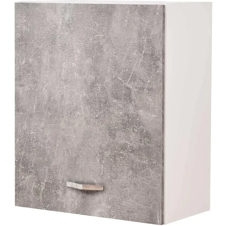 Shally Dogan Wandschrank, Hängeschrank aus Holz mit Einzeltür, 1 Ablage und 2 Fächern, geräumig und langlebig, Farbe Zementgrau, Abmessungen 60 x 32 x 72 cm