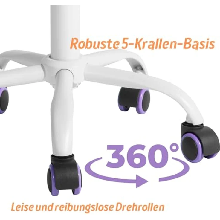 FurnitureR Bürostuhl Drehstuhl Höhenverstellbar 360 Grad Drehung Stoffbezug SGS Gaslift 130kg PP Rücken PU Rollen – Bild 6