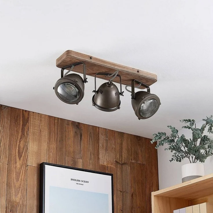 Lindby Deckenstrahler Farovi, Holz Schwarz IP20, 3 x 20 W – Bild 3