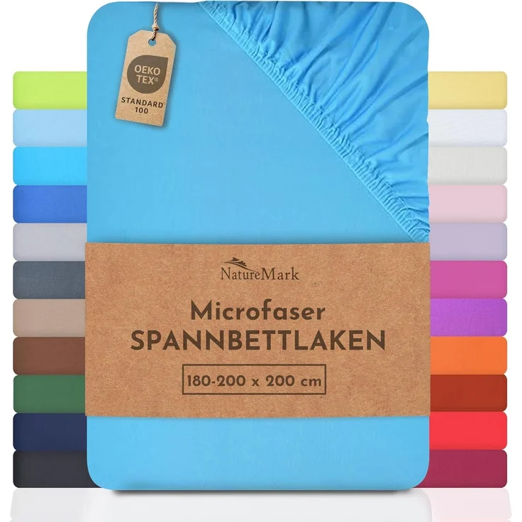 NatureMark - Mikrofaser SPANNBETTLAKEN zum Sparpreis! viele Größen und Farben Markenware (180x200-200x200 cm, türkis)