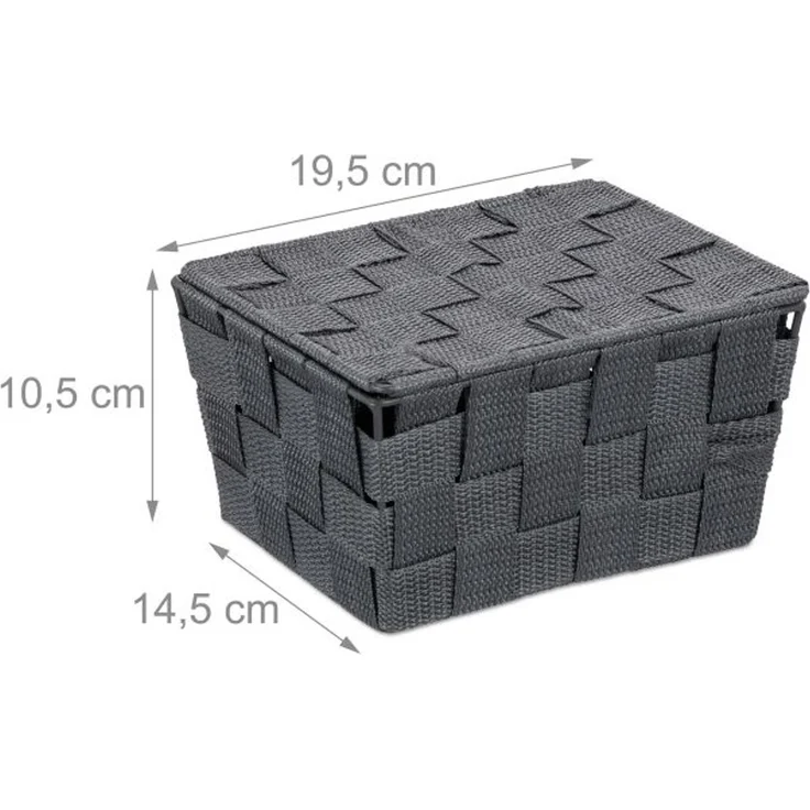 4 x Aufbewahrungskorb mit Deckel grau 10040033 – Bild 4