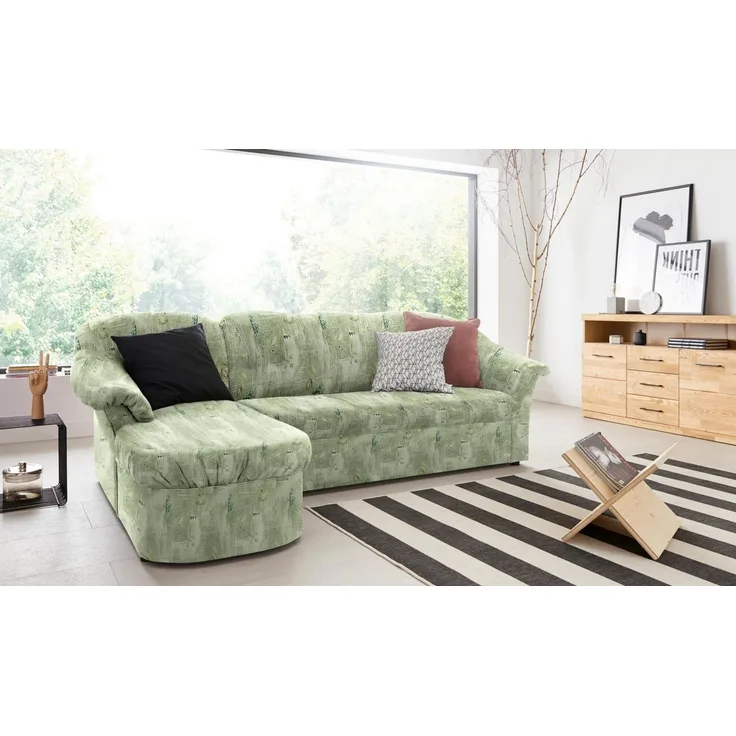 DOMO collection Ecksofa Pegnitz, elegante Rückensteppung, kompakte Stellmaße 238/141cm, L-Form, wahlweise mit Bettfunktion
