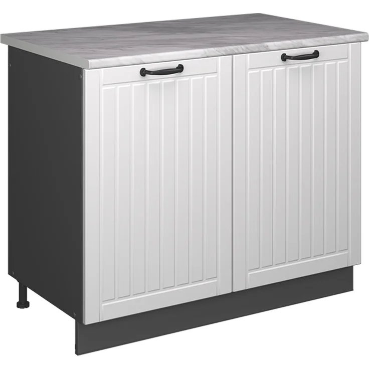 Spülenunterschrank Fame-Line Weiß Landhaus/Anthrazit 100 cm, AP Marmor Vicco – Bild 1