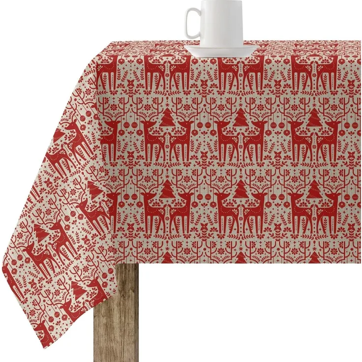 Belum Tischdecke, Weihnachten, schmutzabweisend, rechteckig, aus Harz, harzbeschichtet, Tischdecke für Zuhause (100x140 cm)