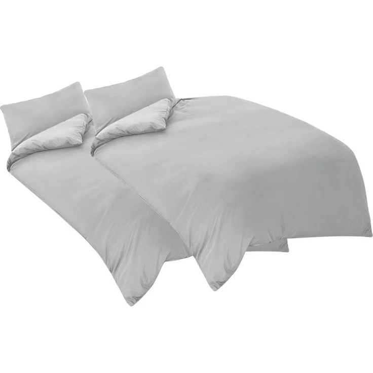 Bettwäsche Set 135x200cm 4tlg Hellgrau Mikrofaser Reißverschluss – Bild 1