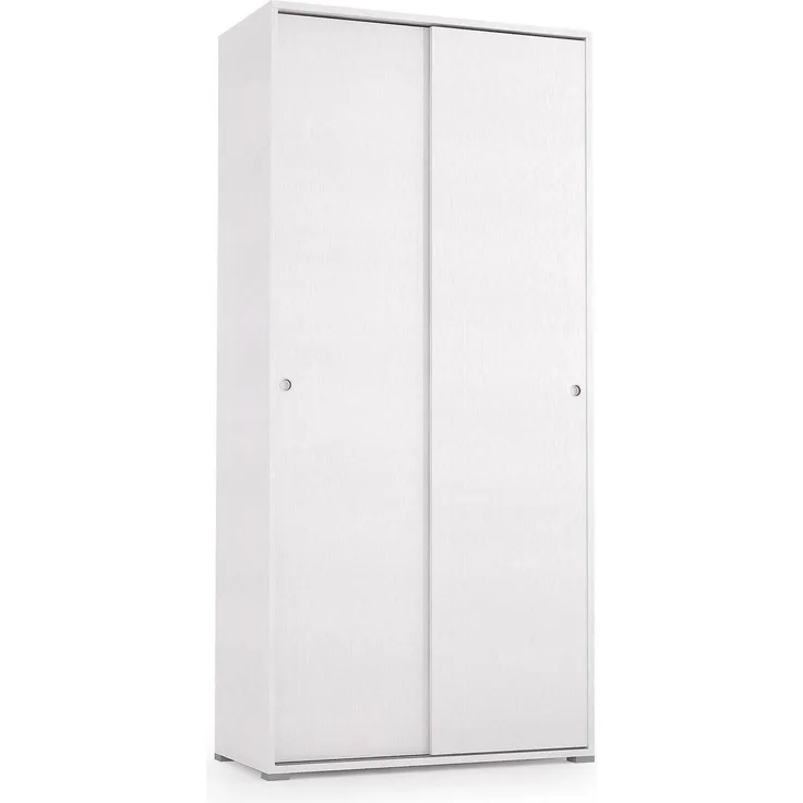 Dmora 2-türiger Kleiderschrank Alaysia, Kleiderschrank mit 2 Schiebetüren und 4 Regalen, moderne Mehrzweck-Schlafzimmermöbel, 100 % Made in Italy, 90 x 45 x 195 cm, Weiß,
