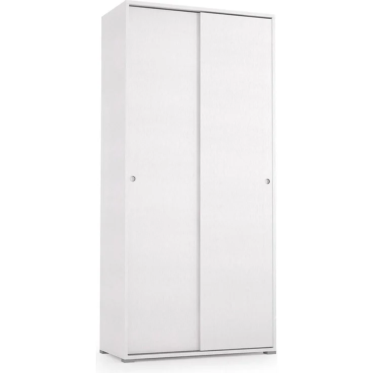 Dmora 2-türiger Kleiderschrank Alaysia, Kleiderschrank mit 2 Schiebetüren und 4 Regalen, moderne Mehrzweck-Schlafzimmermöbel, 100 % Made in Italy, 90 x 45 x 195 cm, Weiß,