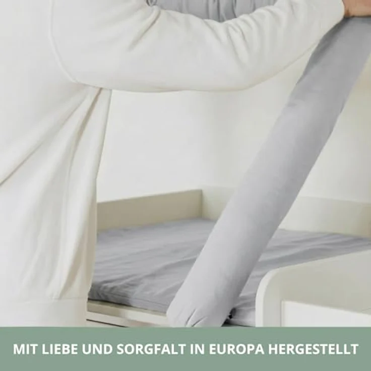 LIMMALAND Wickelauflage 76 × 79 cm mit Wickeltischumrandung – aus 100% Baumwolle, waschbar, sanfter Liegekomfort (Soft Grey, Wickelauflage) – Bild 8