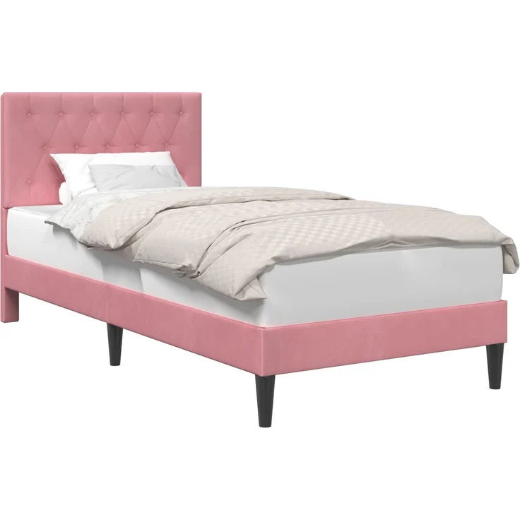 vidaXL Bettrahmen mit Kopfteil Rosa 90 x 190 cm Samt 42027634 – Bild 2