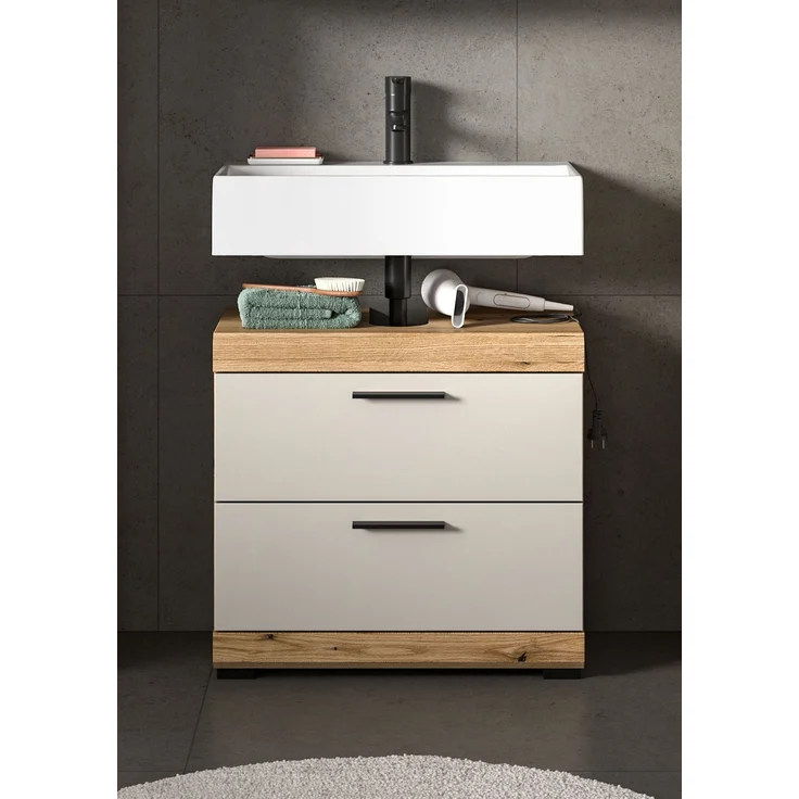 Waschbeckenunterschrank >Scout< in Evoak Oak / Kaschmir - 60x56x34cm (BxHxT) – Bild 6