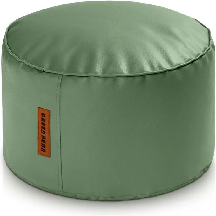 Green Bean® Sitzhocker aus Kunstleder - Pouf mit EPS Perlen Füllung - 43 x 30 cm - perfekte Ergänzung zum Sitzsack - Hellgrau-Grün – Bild 1