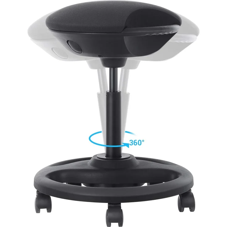Songmics Bürohocker ergonomisch auf Rollen, höhenverstellbar, schwarz, 50x55-73 cm – Bild 4