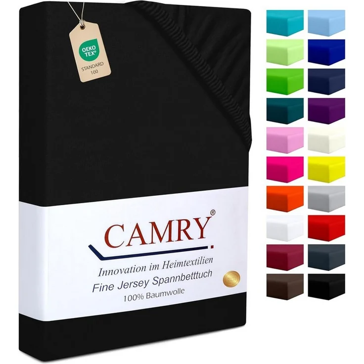 Camry Spannbettlaken CLASSIC Jersey 100% Baumwolle Spannbetttuch atmungsaktiv Gummizug, Jersey Baumwolle, Gummizug: rundum, 100% Baumwolle, alle Matratzenhöhen, atmungsaktiv, pflegeleicht – Bild 1