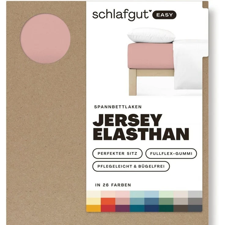 Schlafgut 'Easy' Spannbettlaken, MADE IN GREEN by OEKO-TEX®, Gummizug: rundum, Jersey Elasthan, Purple Mid, S 90x190cm - 100x220cm – Bild 2