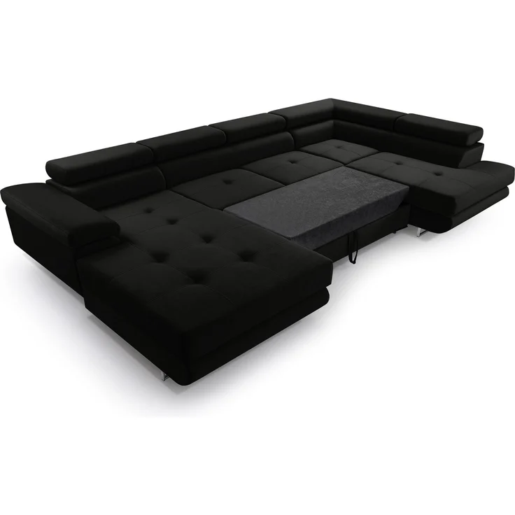 AX LIVING Arborio XL Wohnlandschaft XXL U Form Eckcouch Schwarz R – Bild 3