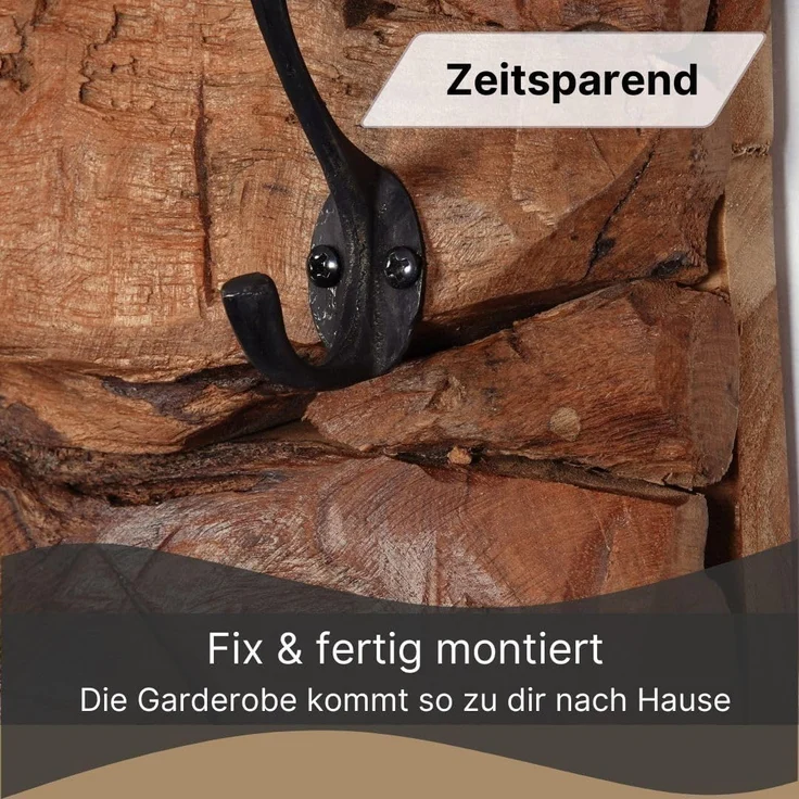 CREEDWOOD Wandgarderobe NATUR WANDGARDEROBE "MARA", 5 Haken, Treibholz, Garderobenpaneel – Bild 4