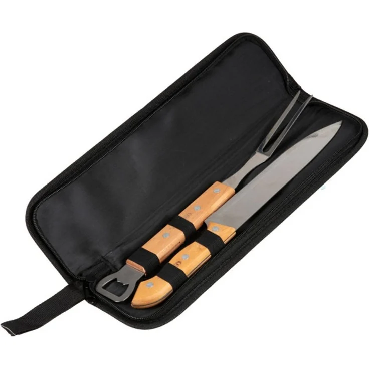 48er Set Grill-Set Corona mit Tasche Fleischgabel Flaschenöffner und Messer – praktisches BBQ Grillbesteck für Camping Outdoor Gastronomie und Events – Bild 1