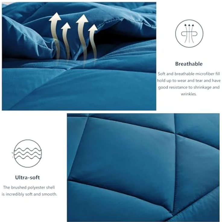 WAVVE Bettdecke 240x260 cm Ganzjahresdecke 4 Jahreszeiten, Steppdecke 300gsm Mikrofaser 260x240, Super Weiche Zudecke Schlafdecke Atmungsaktive 240x260 cm Türkis – Bild 5