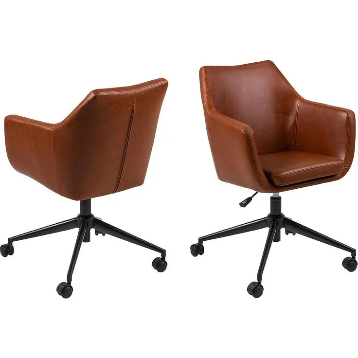 Bürostuhl NORA Drehstuhl Home Office Vintage cognac braun und schwarz