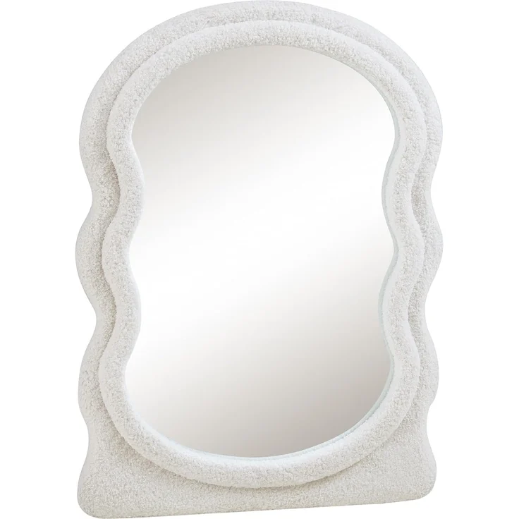 Wandspiegel Brummen mit Teddystoff-Rahmen 80x60 cm Weiß [en. casa] – Bild 3