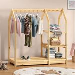 IDIMEX Kinderkleiderschrank SALLY Kindergarderobe im Haus Design, 4 Ablagen & Kleiderstange natur