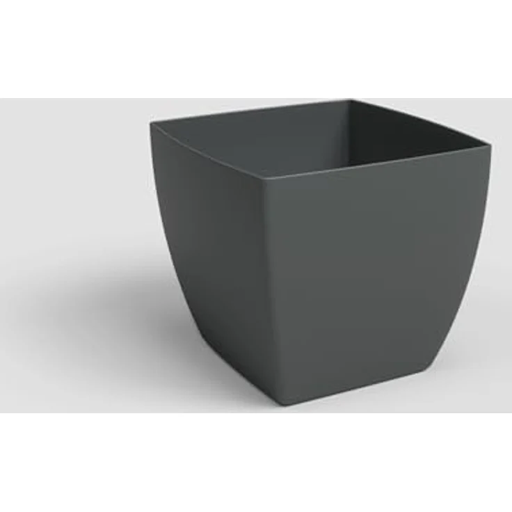 Artevasi Siena Pot, Quadratischer Blumentopf mit Matt-Finish, Kunststoff 100% recycelbar, 20cm, Farbe Anthrazit – Bild 1