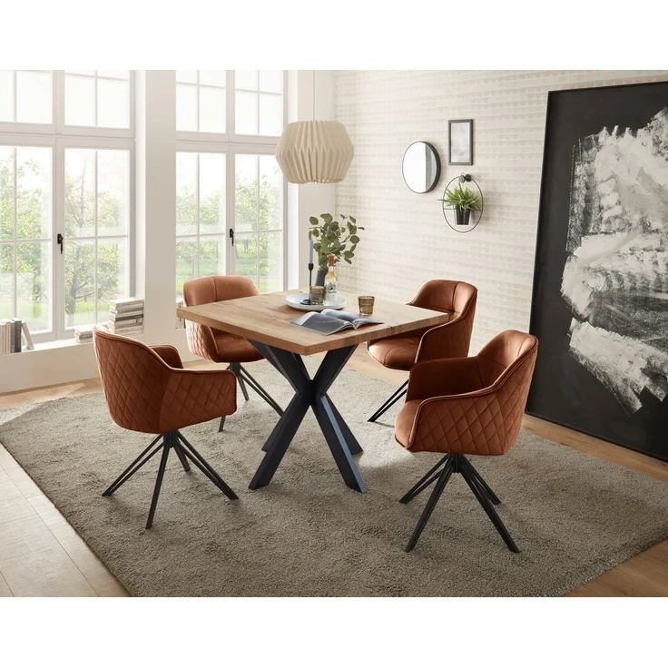 Armlehnstuhl >Emma/Edith< (2er Set) in rost, Samtbezug - 59x82x62cm (BxHxT) – Bild 3