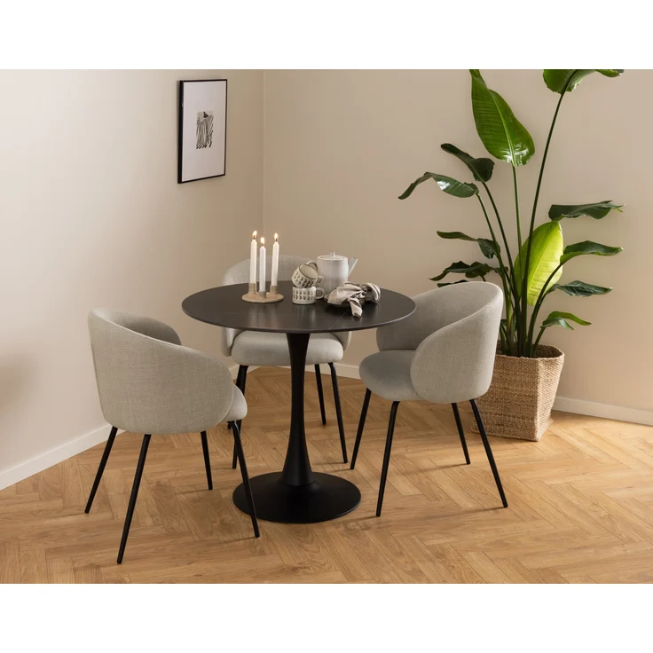 Armlehnstuhl >Eleanor< (2er-Set) in Beige - 56x80,5x54,5 (BxHxT) – Bild 3